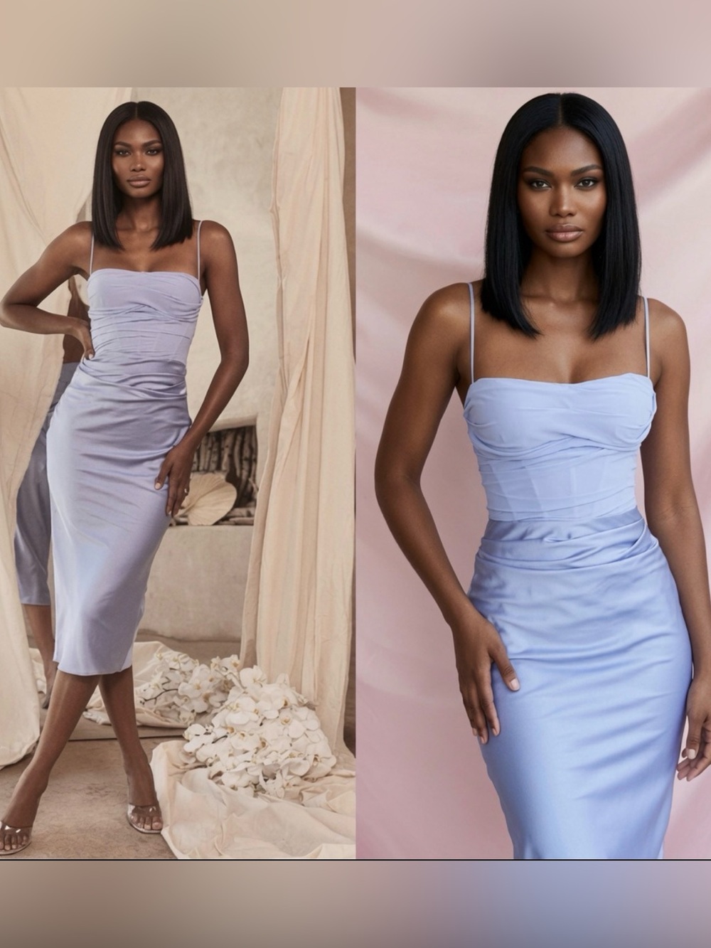 House of CB ‘TEIA’ Sky Draped Corset Midi Dress Small US4-6 $269